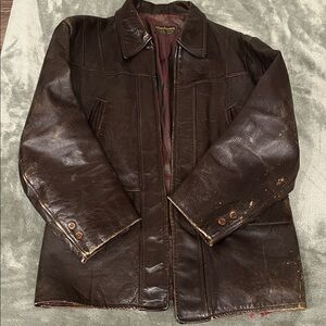Vintage Windward Dark Brown Leather Military Jacket